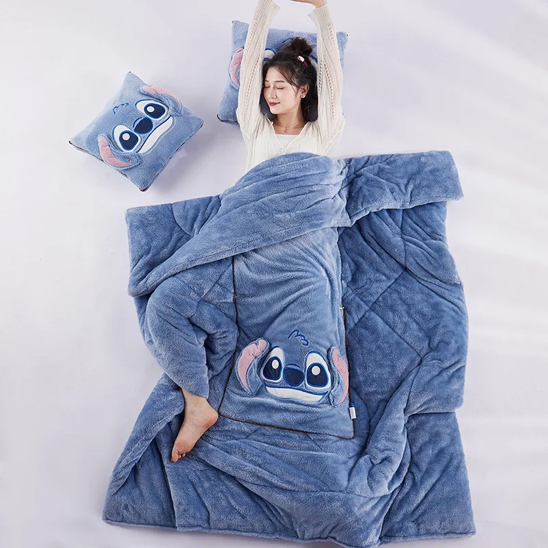 Аниме Стич Hello Kitty Подушка Одеяло Kawaii Два в одном Вышитый Диван Спальное