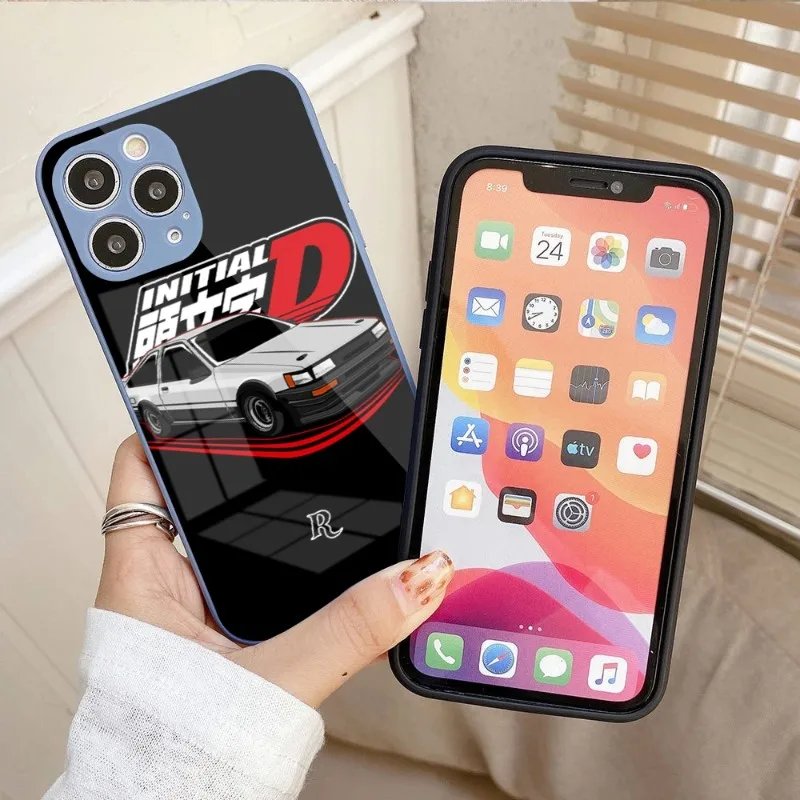 Initial D AE 86 Phone Case For IPhone 14 13 12 11 Pro Max X XR XS 8 7 Plus Liquid Glass Color Phone Cover