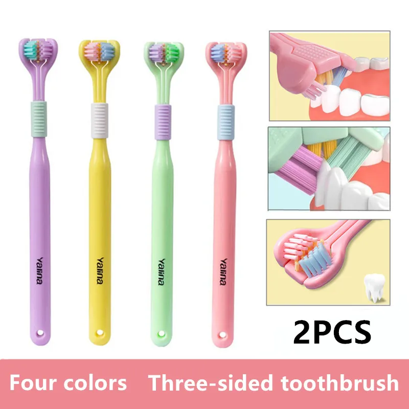 

3D Stereo Three-Sided Toothbrush Ultra Fine Soft Hair Adult Toothbrushes Tongue Scraper Deep Cleaning Oral Care Teeth Brush