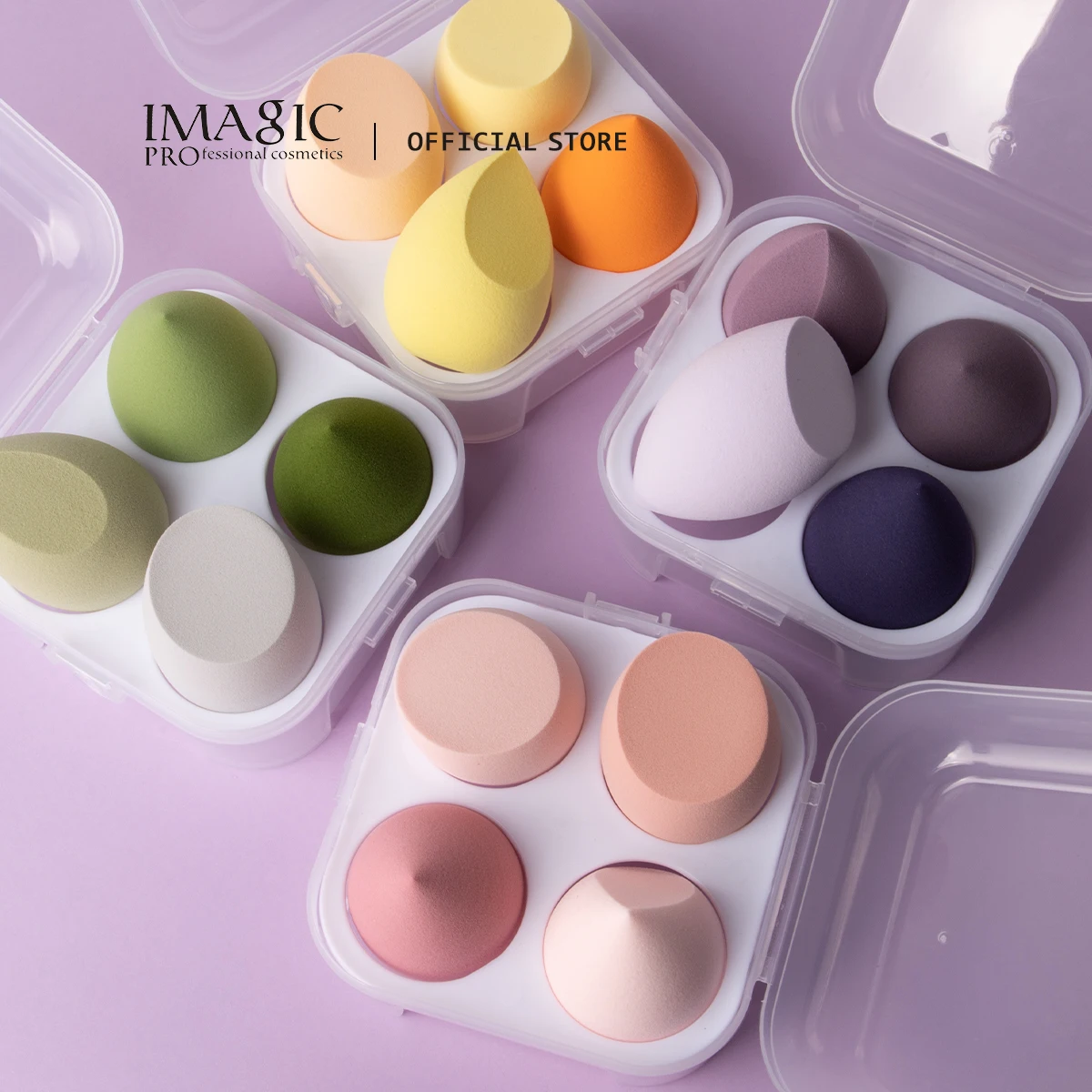 

Manooby Sponge 4pcs/Set Makeup Puff Cosmetic Latex Soft Beauty Ball Foundation Powder With Box Wet and Dry Colorful Makeup Tool