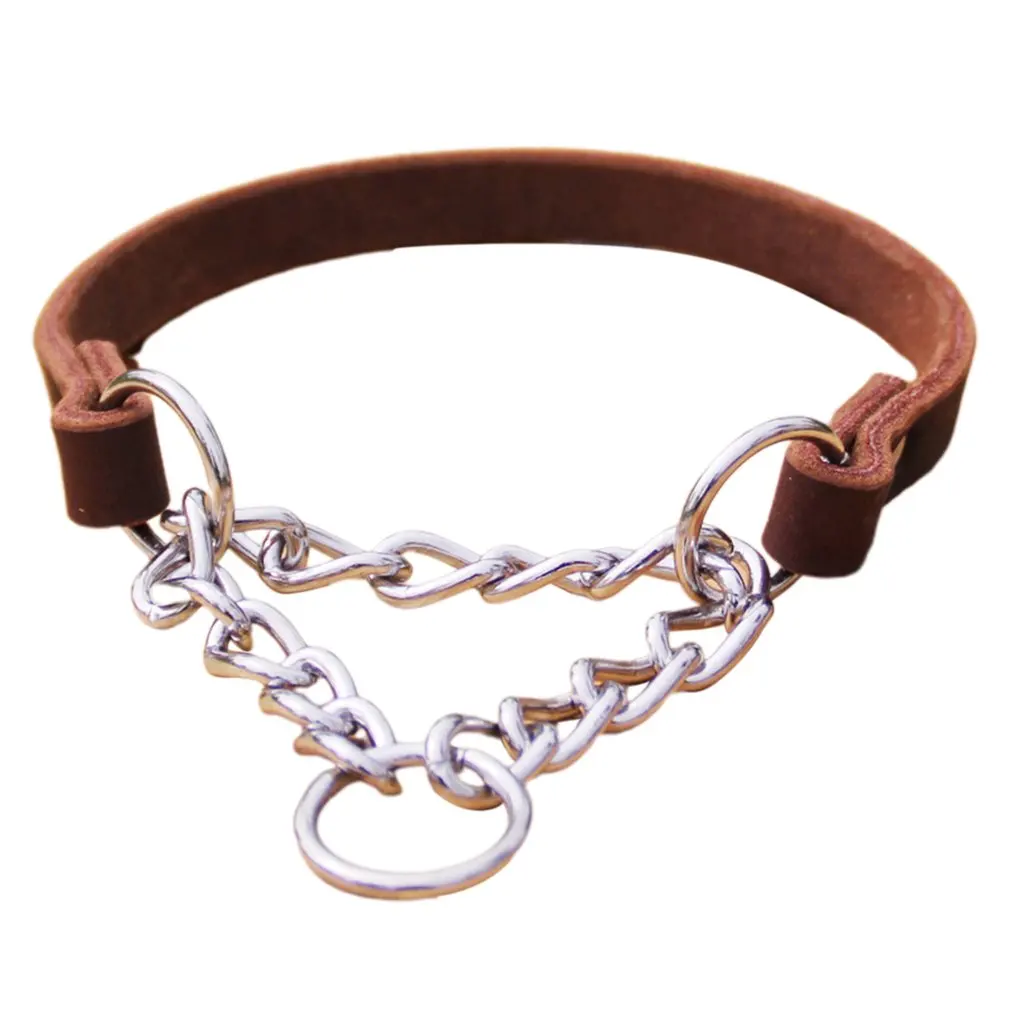 

Half P-collar Three-ring P-chain Collar Dog Collar Cowhide Collar P-chain Dog Collar Top Layer Leather Collar Dog Collar Pet