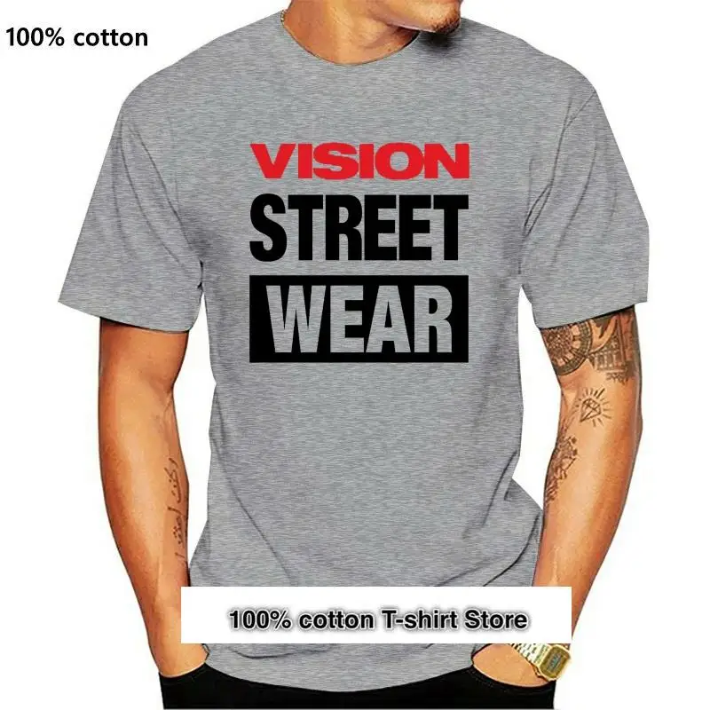 

Vision Street Wear-Camiseta clásica para hombre, camisa de COLOR blanco con logotipo grande