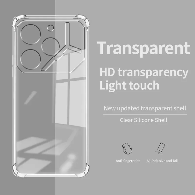 Для Tecno Pova 6 Pro чехол силиконовая мягкая прозрачная Противоударная задняя крышка