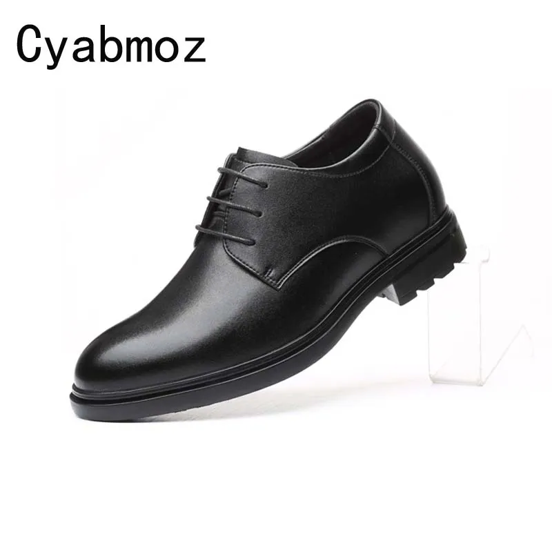 

Мужские классические туфли, удобные деловые кожаные туфли на скрытой танкетке 6 см, увеличивающие рост, черные мужские туфли