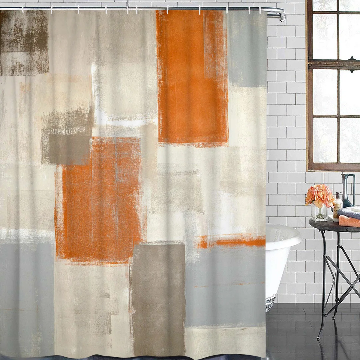 Водонепроницаемая занавеска для душа с крючком и абстрактным изображением