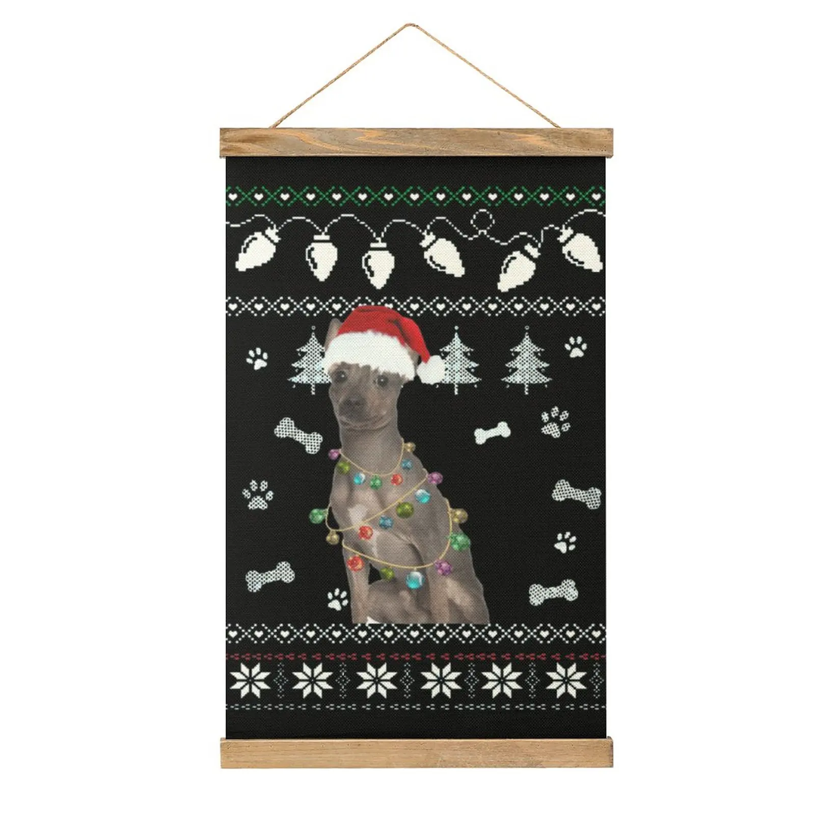 Xoloitzcuintle Рождественская собака, холст, подвесная картина, Классический рисунок, Офисная картина, подвесной Геометрический стиль, украшение