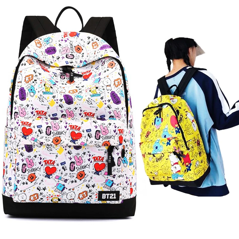 

Bt21 Backpack Kawaii Shoulders Bag Cute Schoolbag Anime Rj Tata Chimmy Koya Cooky High-Capacity Portable Kpop Fans Gifts Lovely