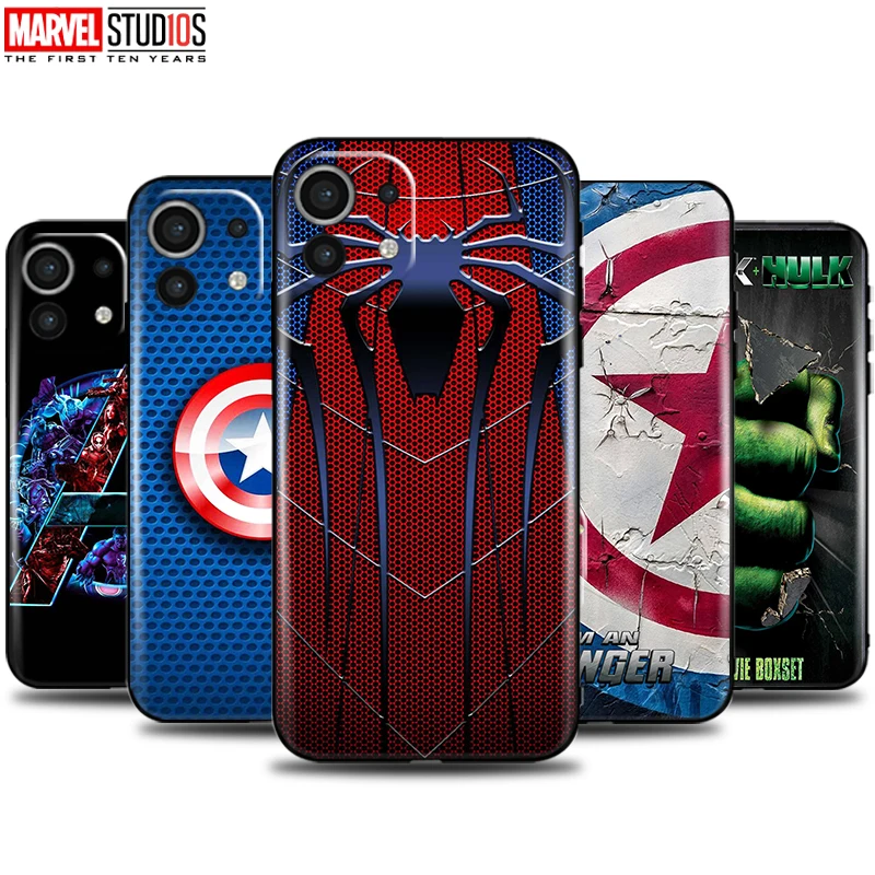 

Marvel Avengers Logo Phone Case For Xiaomi Mi 11 Lite 11 10 Pro Ulitra 11i 10T 5G POCO X3 NFC M3 Pro F3 Silicon black tpu Cover