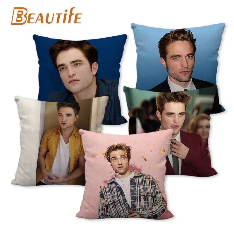 

45x45 см наволочка Роберт Паттинсон квадратная молния хлопчатобумажная льняная ткань наволочки для спальни домашний декоративный подарок дл...