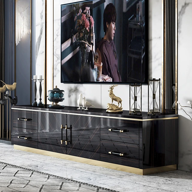 

Modern wholesale wooden TV stands luxury gold decor TV Cabinet storage coffee table TV console for Living Room Furniture