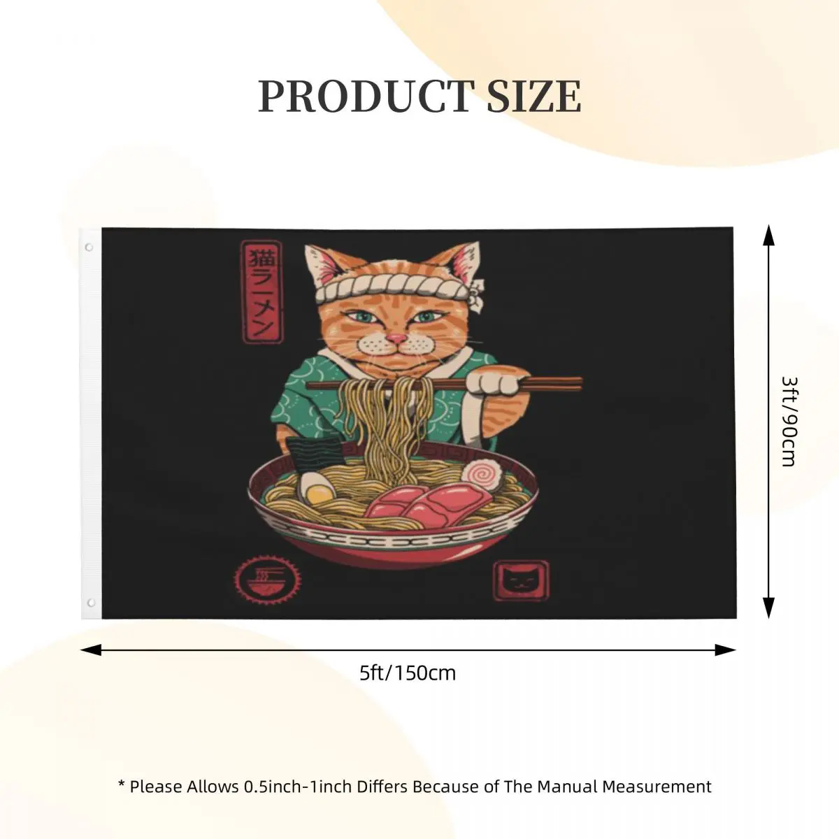 

Кошка Неко рамен Винсент Тринидад прозрачный дуплексный принт один Флаг для украшения