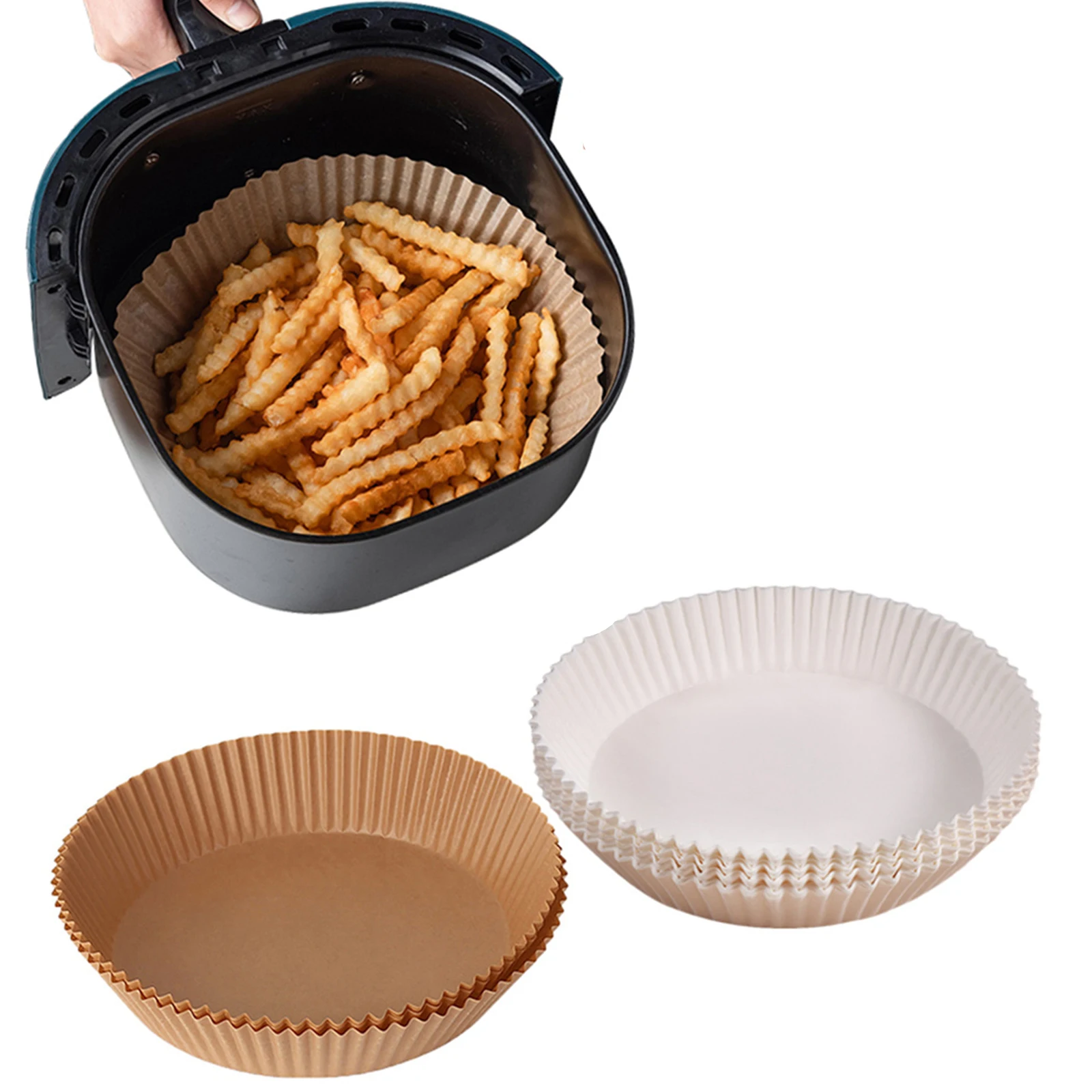 50 шт. натуральных одноразовых бумажных вкладышей для жарки воздухом без прилипания, подходят для использования в духовке, микроволновой печи, на гриле или при выпечке.