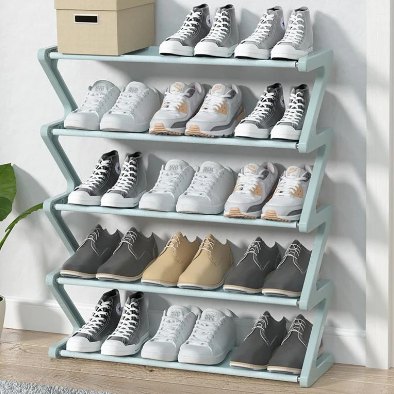 

Multi-layer Organizer Shoe Rack Stainless Steel Storage Shelf Shelves Shoes Book Saving Space Bedroom Z Shape Armarios Furniture