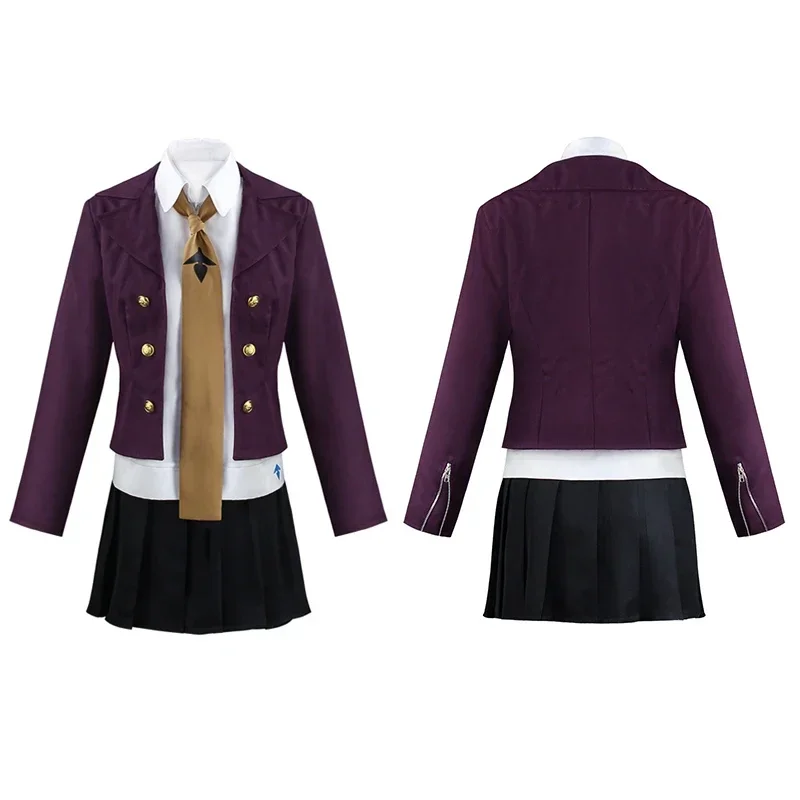 Фото ZMAnime Danganronpa Kirigiri kyouko карнавальный костюм фиолетовый парик Хэллоуин карнавал для женской одежды, включая рубашку галстук КОСПЛЕЙ №4