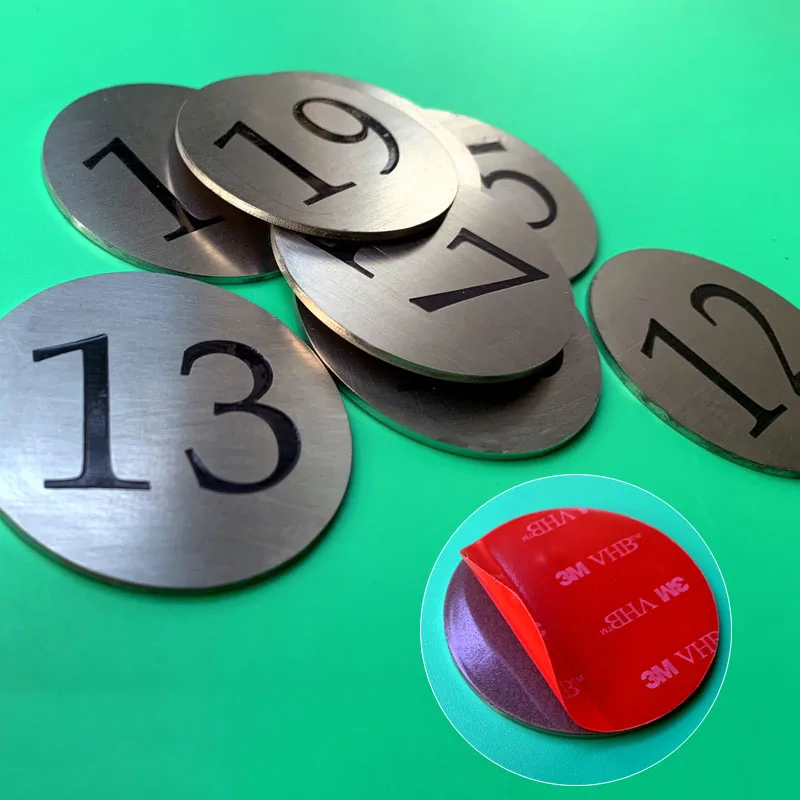

5Pcs Stainless Steel Self-adhesive Number Signs Plates Number Stickers Digital Labels Markers Tags For Lockers Tables Cabinets