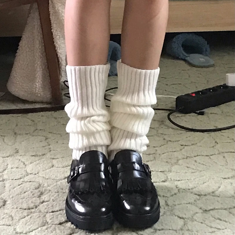 

New Japanese Lolita Sweet Wool Ball Knitted Foot Cover Cosplay Girl Leg Warmer Knit Socks Heap Heap Socks Women Autumn Winter