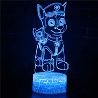 paw patrol acrylic colorful 3d night light anime figure chase skye decoration led gift table lamp room decor model kids toy gift
