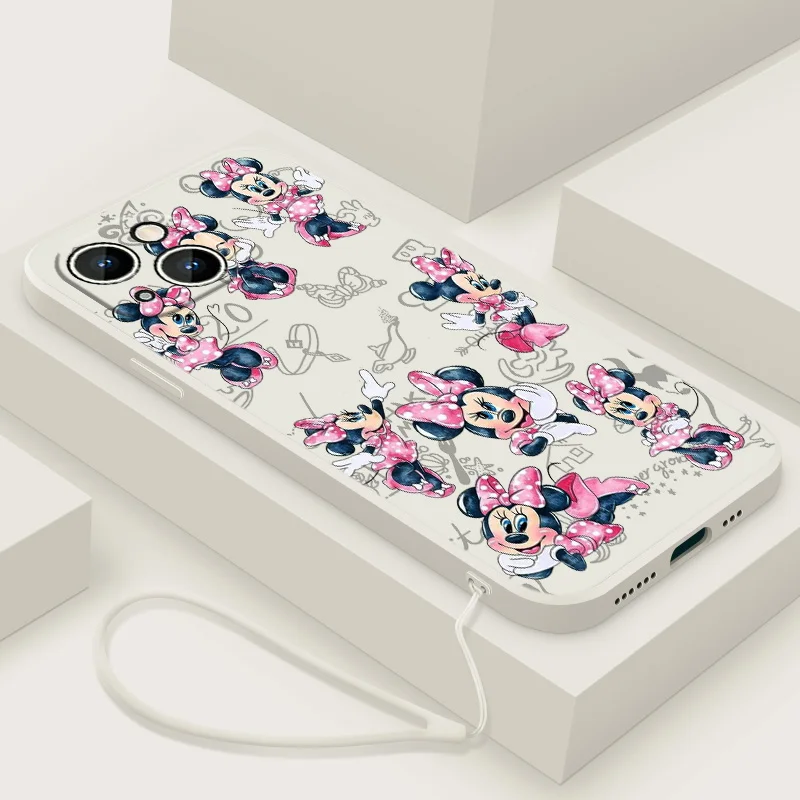 

Cute Mickey Mouse Phone Case For Apple iPhone 14 13 12 mini 11 Pro 8 7 6S 6 Plus XR XS X Max Liquid Rope Cover