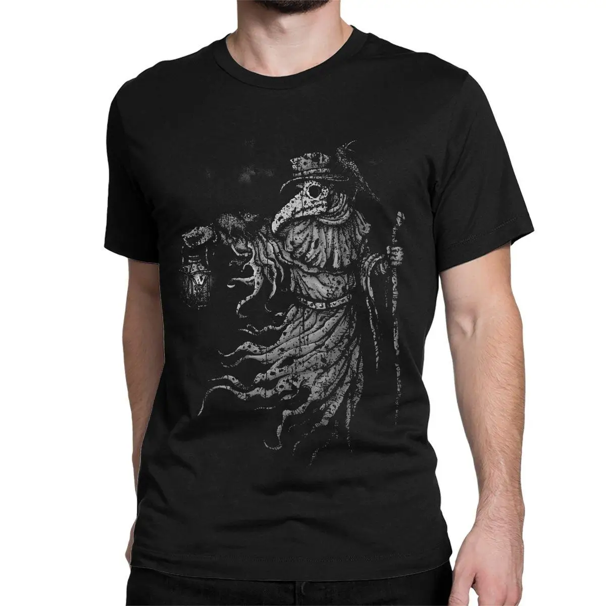 

The Plague Doctor Men's T Shirts Oversized Vintage Dark Vintage Tees Short Sleeve Round Neck T-Shirts Pure Cotton Summer Clothes
