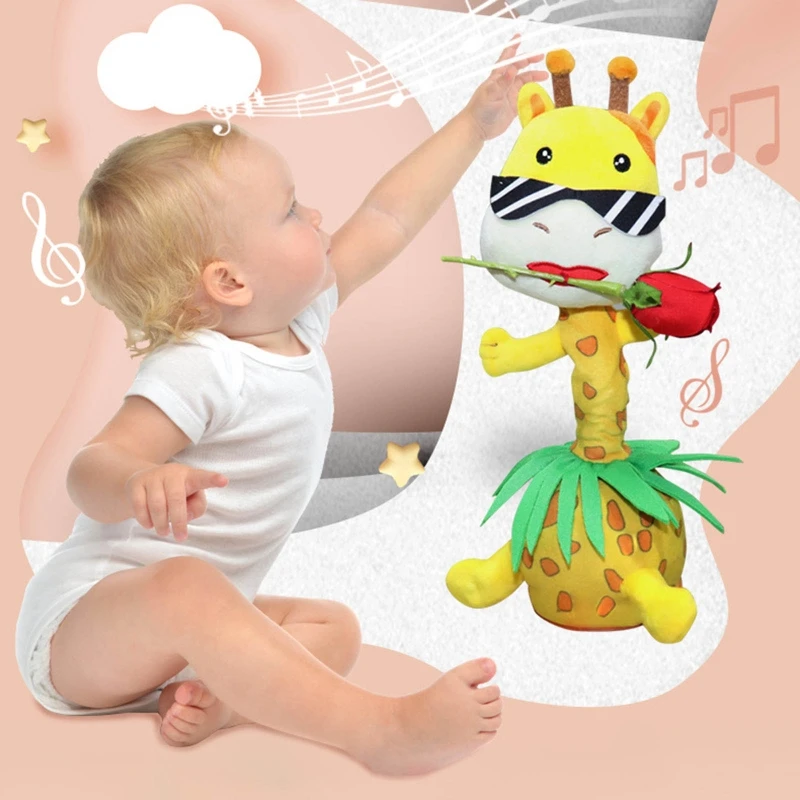 

Electric Dancing Toy Singing Giraffe Toy Novelty Gift Musical Doll Toy with LED Talk Imitation Record Kids Party Favor GXMB