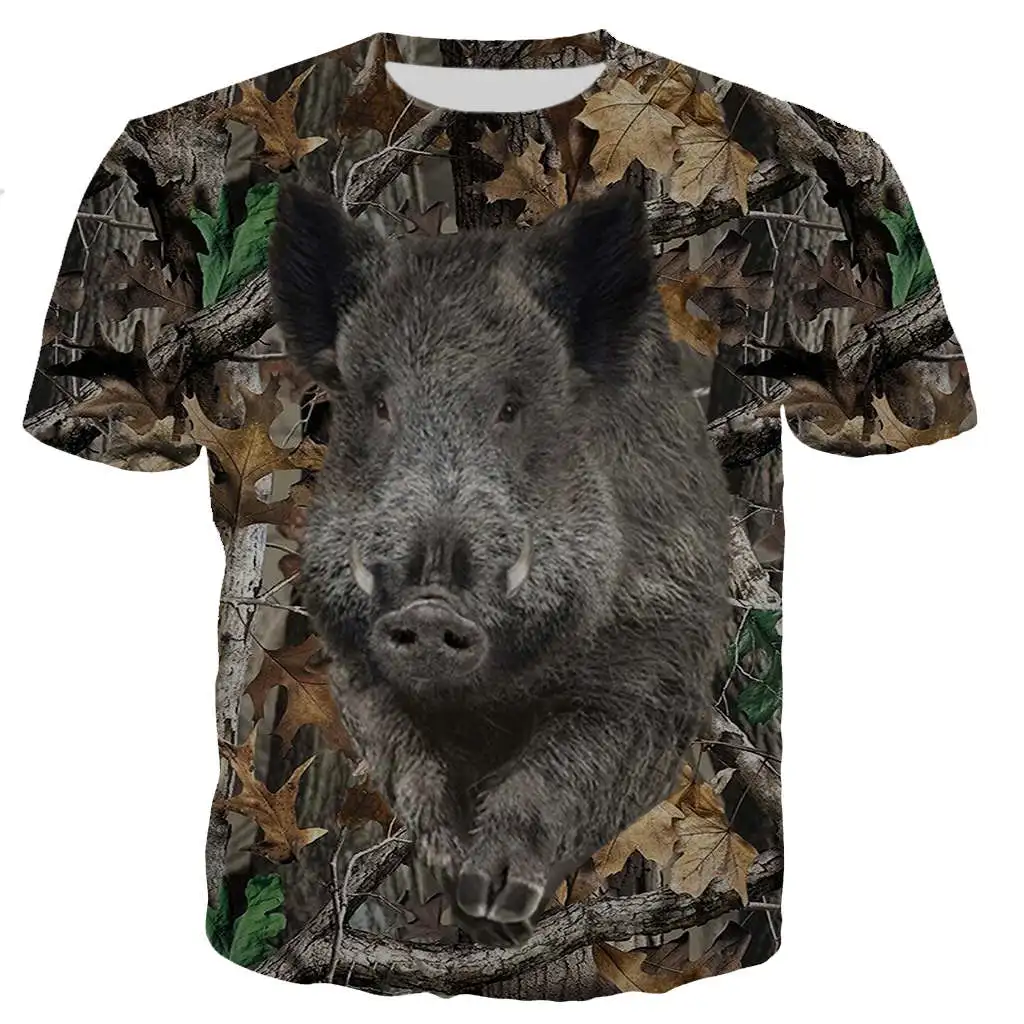 Футболка Мужская/Женская камуфляжная модная тенниска с 3D принтом кабанового
