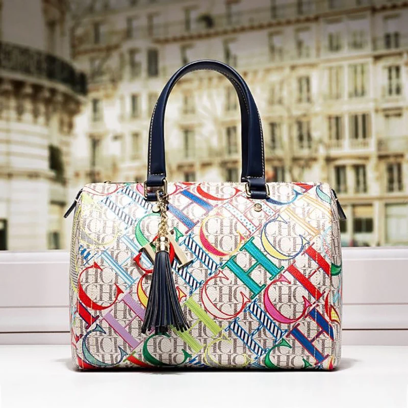 Купи Luxury Designer Crossbody Bag for Women 2022 Brand Boston Handbag Purse Female Genuine High Quality Leather Shoulder Tote Bag за 5,129 рублей в магазине AliExpress