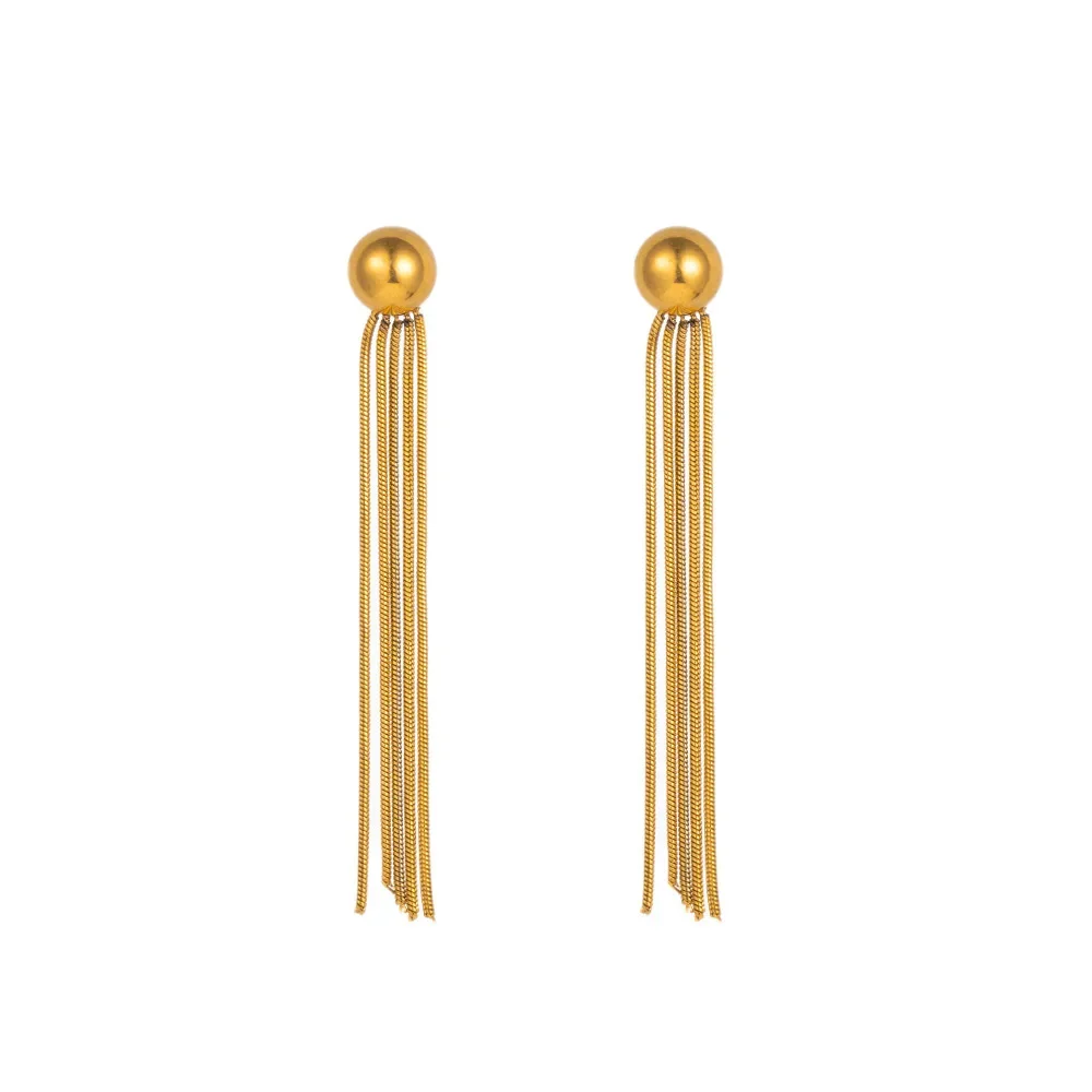 Серьги-цепочки золотого цвета с длинной кисточкой
