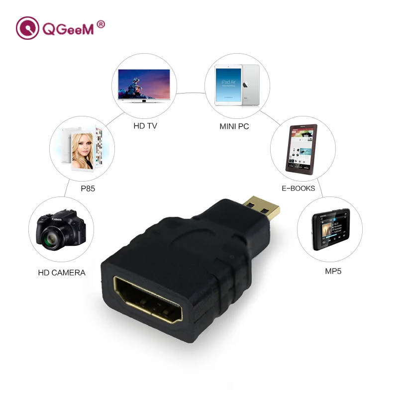 Кабель-переходник QGeeM MINI HDMI (штекер)/HDMI (гнездо) 1080 P 2K 4K 5504