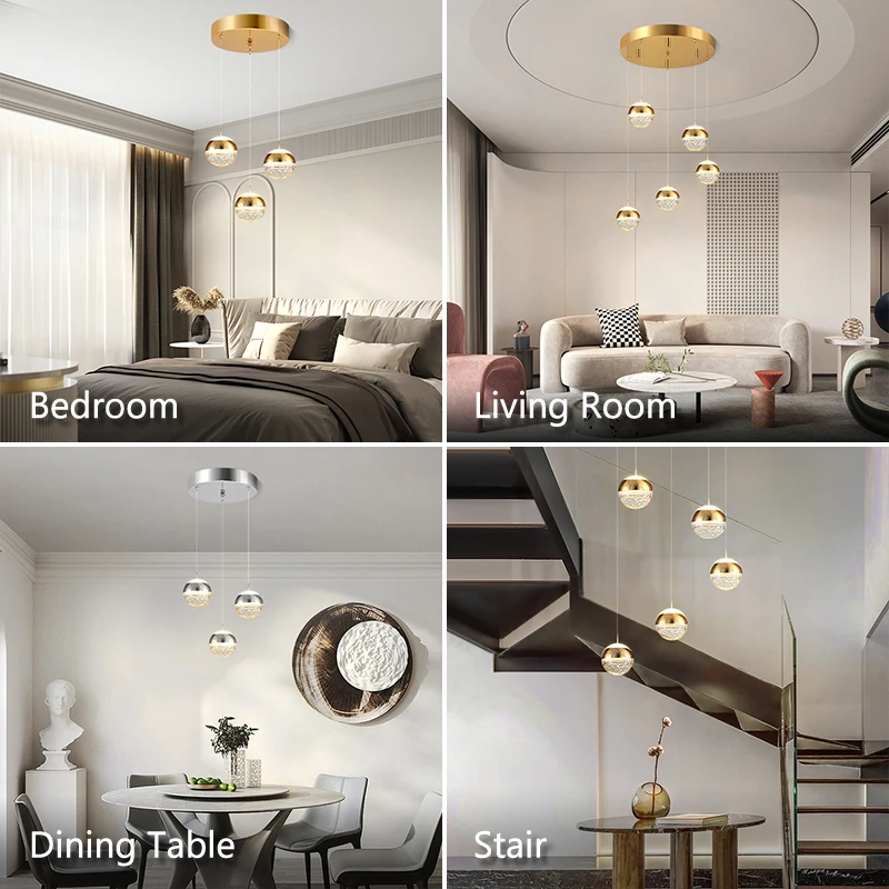 Скидка Подвесной светильник для спальни, хрустальная лампа для гостиной, кухонная светодиодная хрустальная люстра, современный скандинавский све...