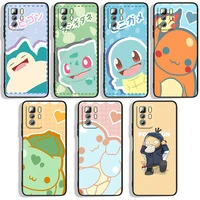 pokemon pikachu cute cartoon phone case for xiaomi redmi note 10 10s 10t 10promax 11 11s 11t 11e lite pro black luxury silicone