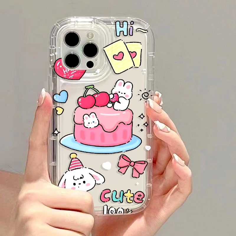 Мягкий чехол для телефона с кроликом и цветком Xiaomi Redmi Note 13 Pro 12 10 8 9 11 12C 10C Mi Lite Poco X3