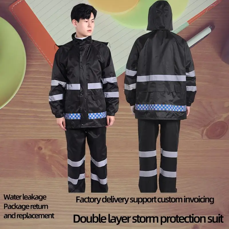 

Максимальная защита для рабочих на открытом воздухе: водонепроницаемый дождевик из ткани Оксфорд и брюки от дождя для обеспечения безопасности труда