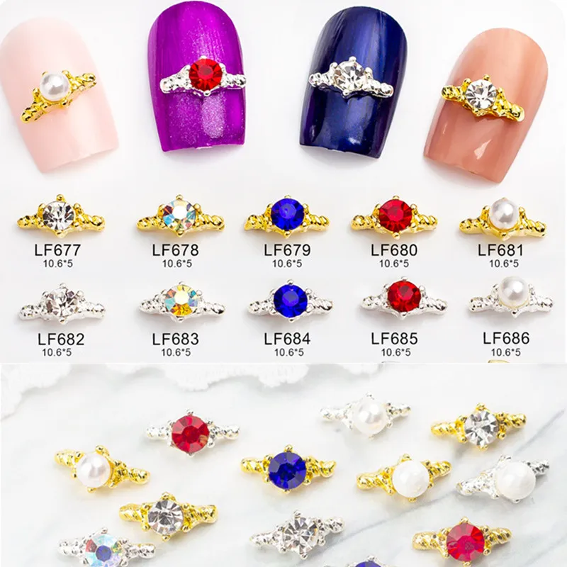 

10Pcs High Camber Nails Art Charms 3D Alloy For Nail Decorations Gold Mixed And Match Decorative Nail Drill Rhinestones Jewelrys
