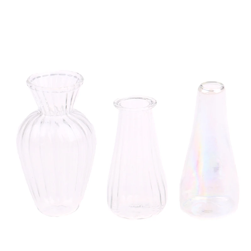 

1:12 Dollhouse Miniature Glass Vase Transparent Storage Jar Flowerpot Home Garden Decor Handcrafted Accessories