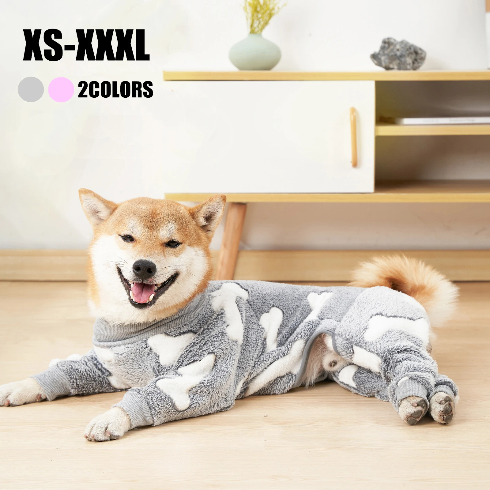 

Spuer Warm Dog Clothes Dog Pajamas for Medium and Large Dogs Plush Winter Pet Four-feet Jumpsuits Shiba Inu Jacket Labrador Coat