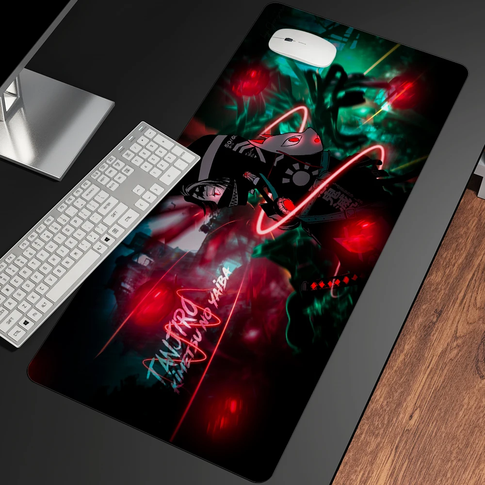 xl anime demon slayer mousepad hd printing computer gamers locking lock edge mouse pad xxl90x40cm keyboard pc desk pad csgo pad free global shipping
