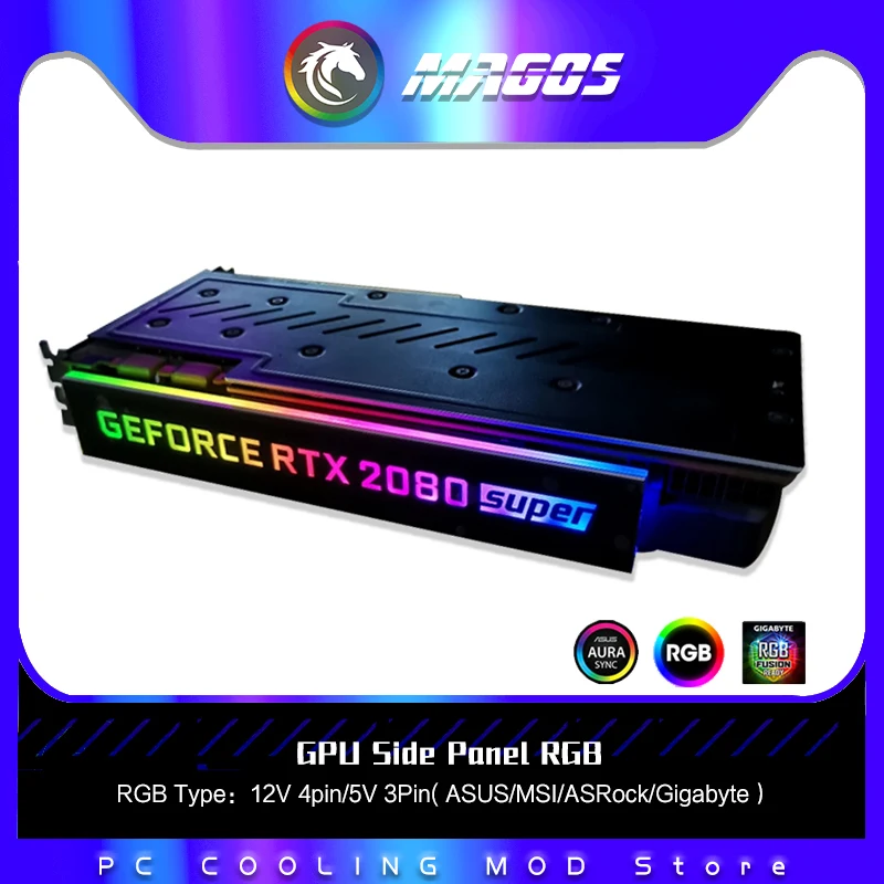 Customize ARGB VGA Decoration Graphics Card Side Light-emitting Board RGB GPU Side Panel 5V3PIN/12V4PIN AURA Lighting Board