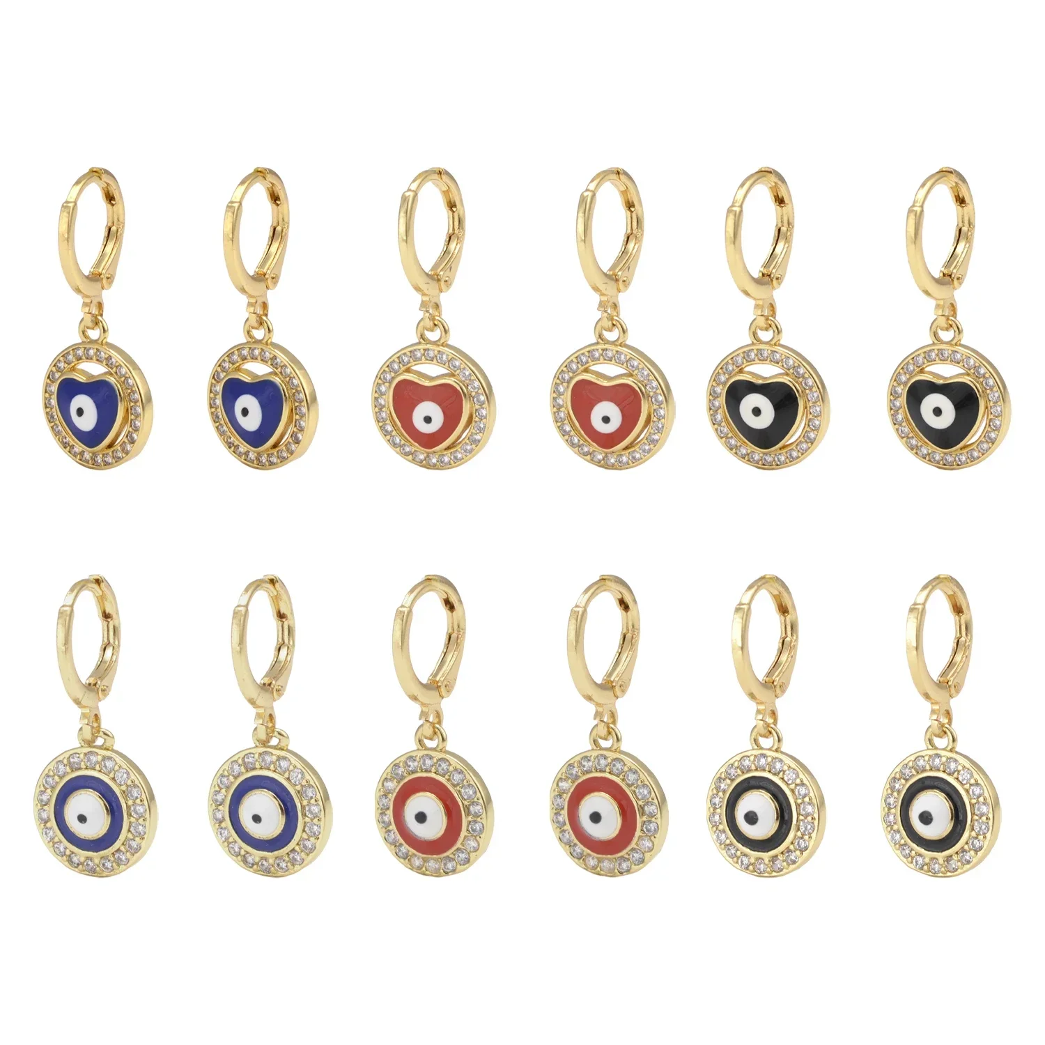 Женские круглые серьги-подвески 2 пары