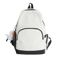 ins japanese style white black casaul backpack simple nylon junior high school college student schoolbag teenagers bags