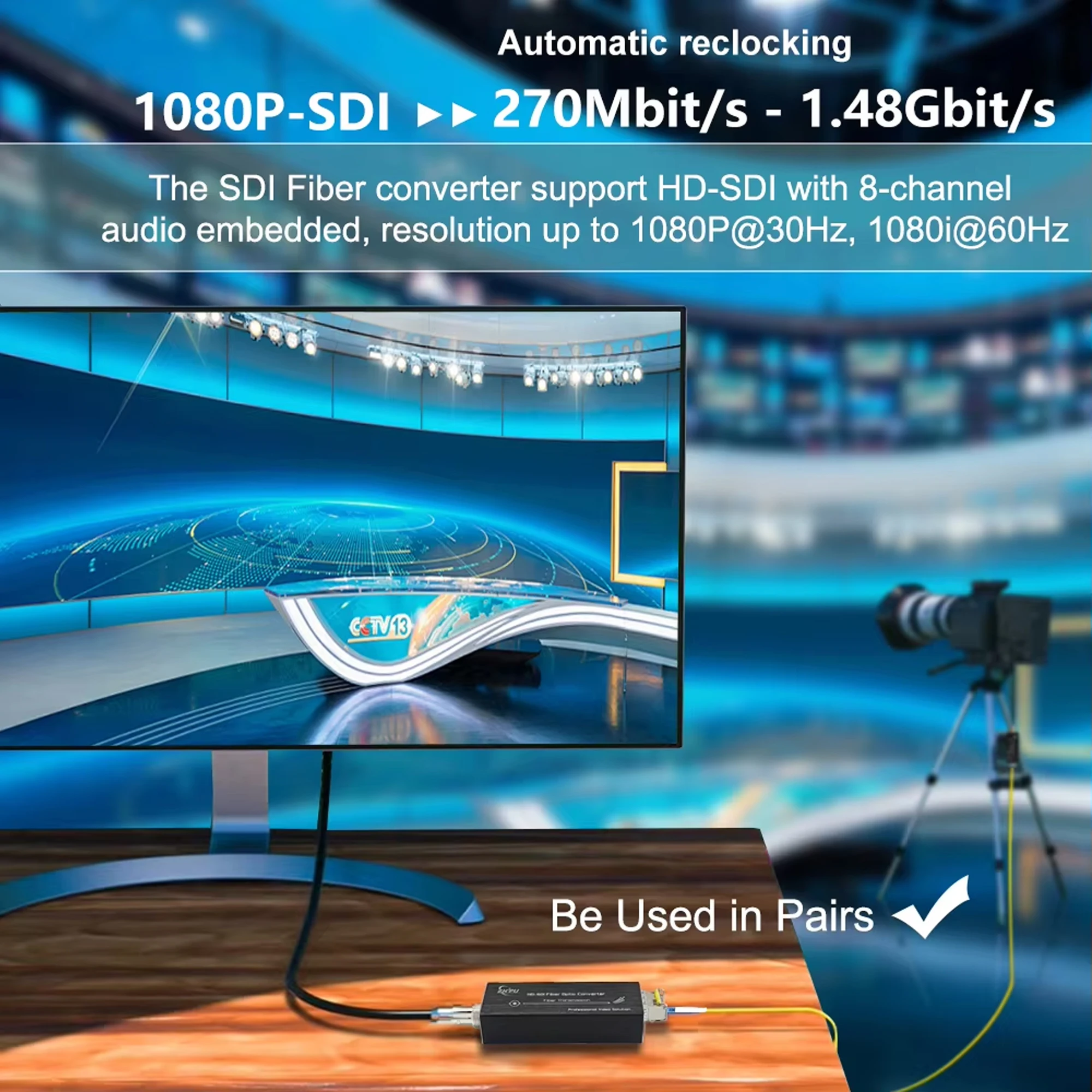 Удлинитель оптоволокна HD/3G-SDI Конвертер поверх 1080P и 30 Гц/60 Гц (модуль SFP в