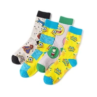 2022 new cartoon cotton socks spongebob squarepants funny cute men and women mid tube socks anime casual socks