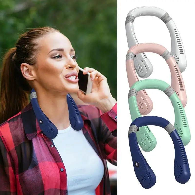 

Портативный шейный вентилятор, перезаряжаемый, без лопасти, с зарядкой от USB, шейный вентилятор с поворотом на 360 градусов, дизайн наушников для улицы и помещений