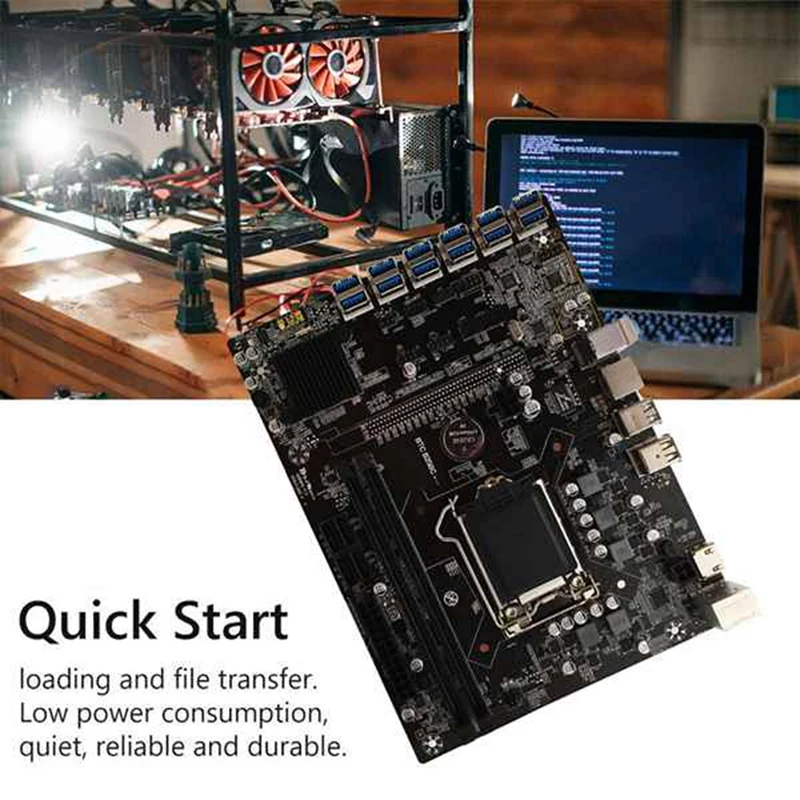 Материнская плата B250C для майнинга BTC + переходник VER009S 12xpcie на USB3.0 слот GPU LGA1151