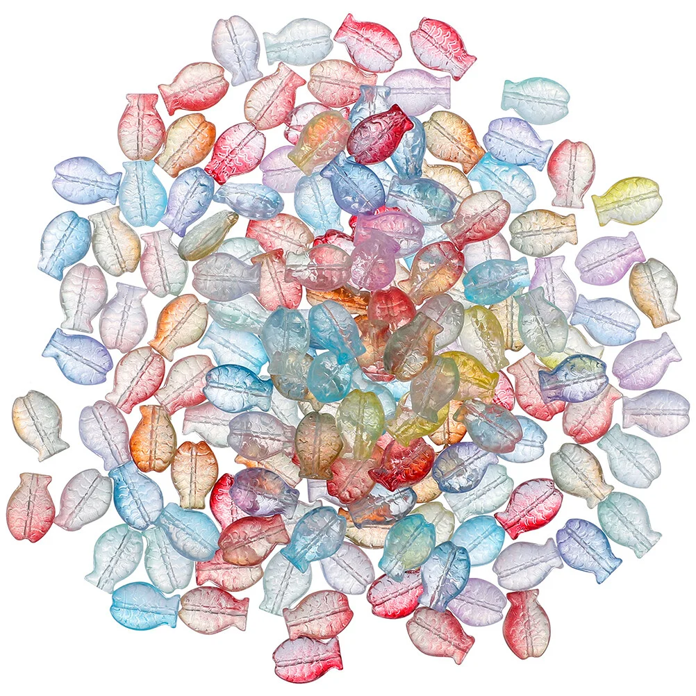 

90 Pcs Bracelet Beads Small Fish Pendant DIY Charms 1.4X1cm Necklace Set Glass Spacer