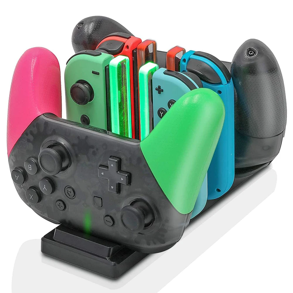Switch Joy-Con and Switch Pro Controller Fast Charging Dock with USB Type-C Cable Gamepad Organized Holder Stand