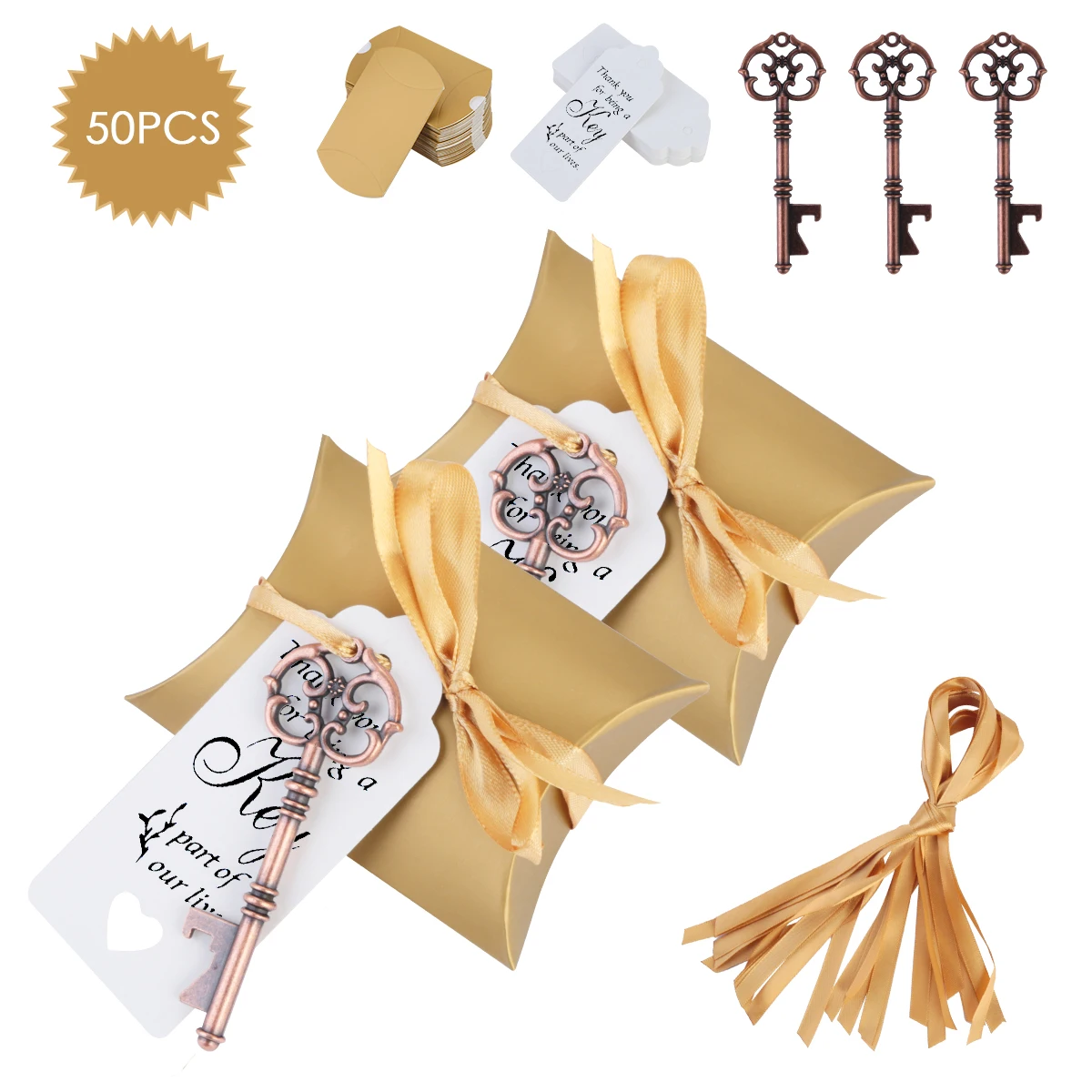 

50pcs Wedding Favours Key Bottle Opener Candy Boxes Tags Gifts for Party Wedding Banquet Wedding Favours Wedding Favours