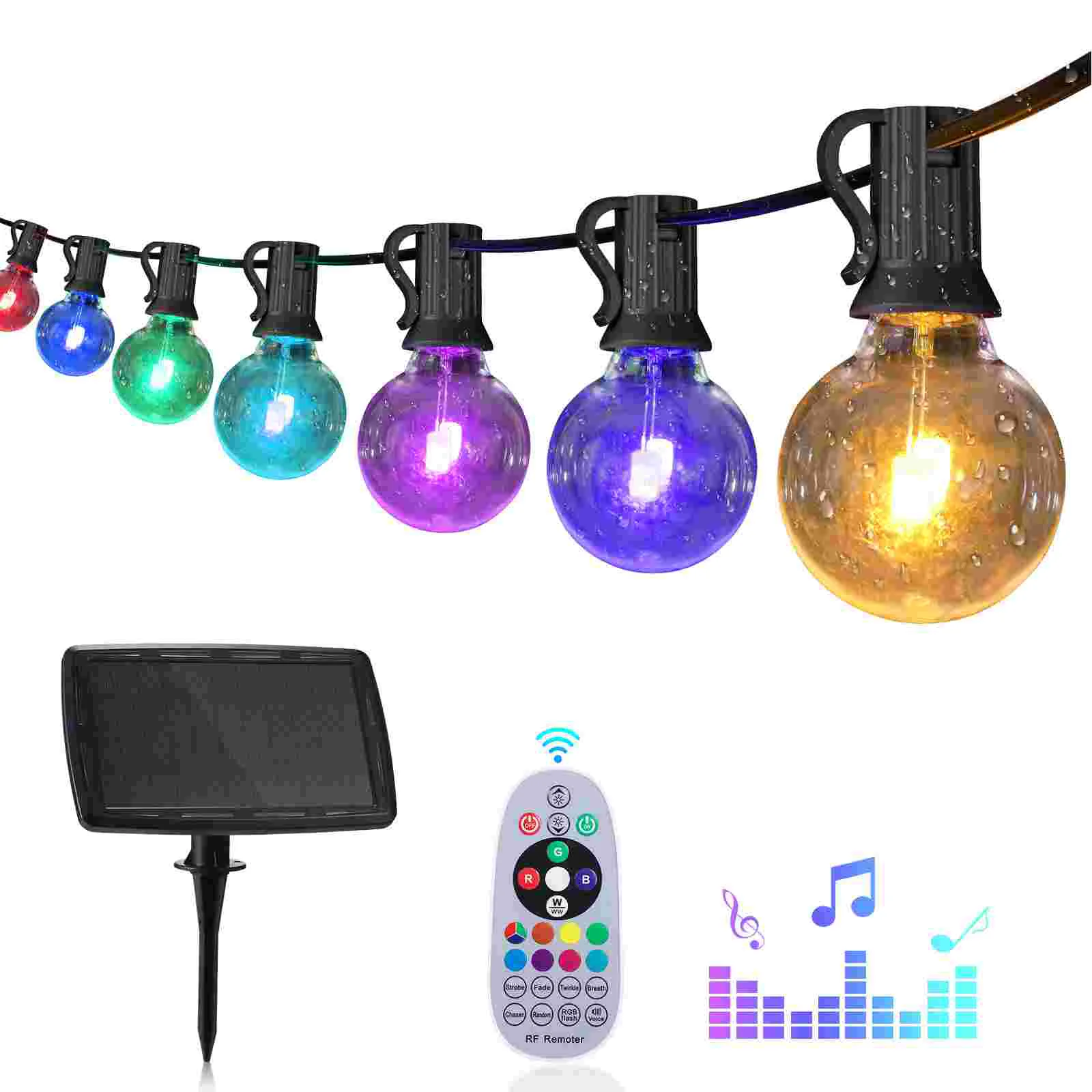 

Уличная гирлянда G40, 4400 мАч, IP65, водонепроницаемая, 15 м/50 футов, гирлянда с лампочками для двора, газона, сада