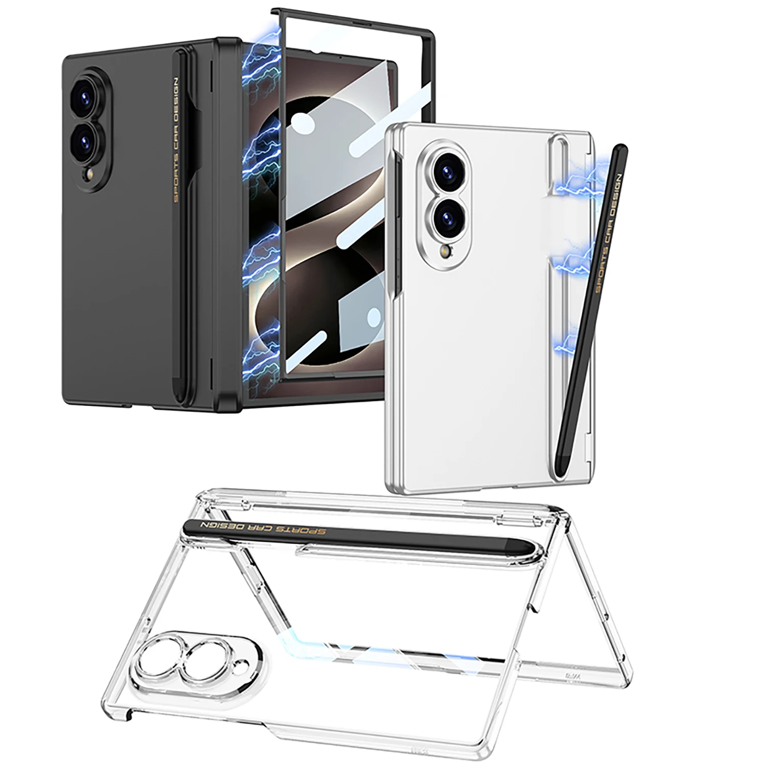 Фото Магнитный чехол для Samsung Galaxy Z Fold 8 с защитной пленкой на переднюю панель и задней крышкой для телефона №1