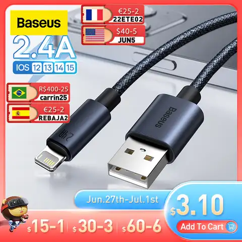 Baseus USB кабель для iPhone 13 12 11 Pro Max 8 X Быстрая зарядка для iPhone кабель USB кабель для синхронизации данных зарядный кабель для телефона провод шнур