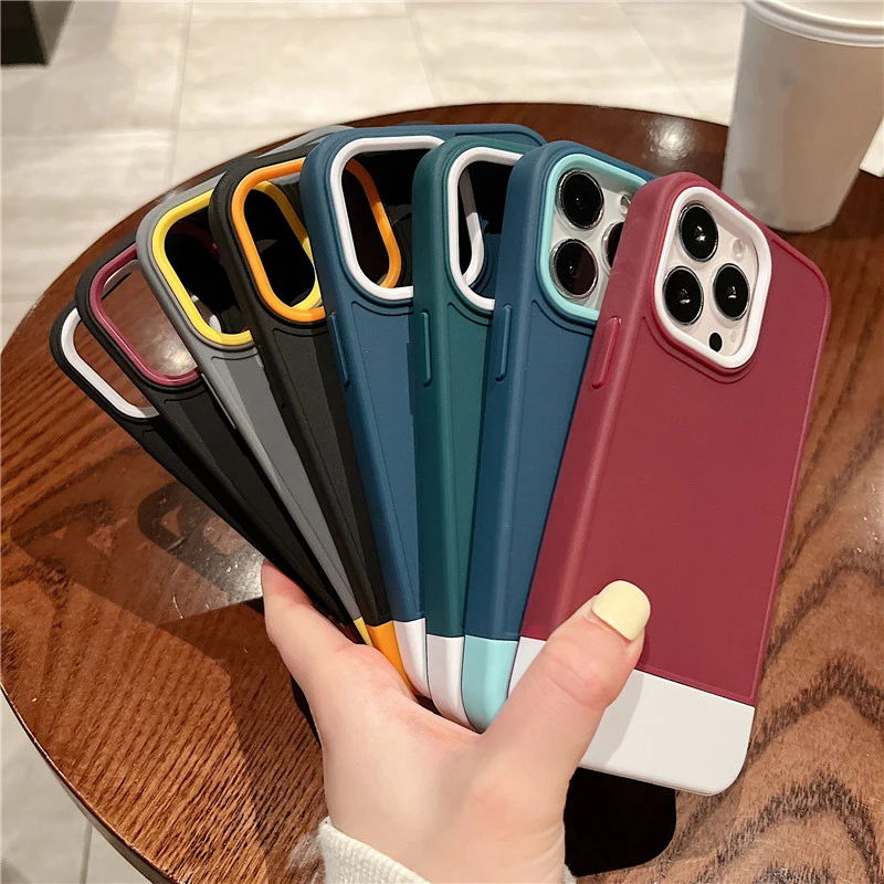 Shockproof Silicone Bumper Phone Case For iPhone 14 13 12 11 Pro Max XR XS Max 8 7 Plus 14 Camera Protection 3 in 1 Armor Cover